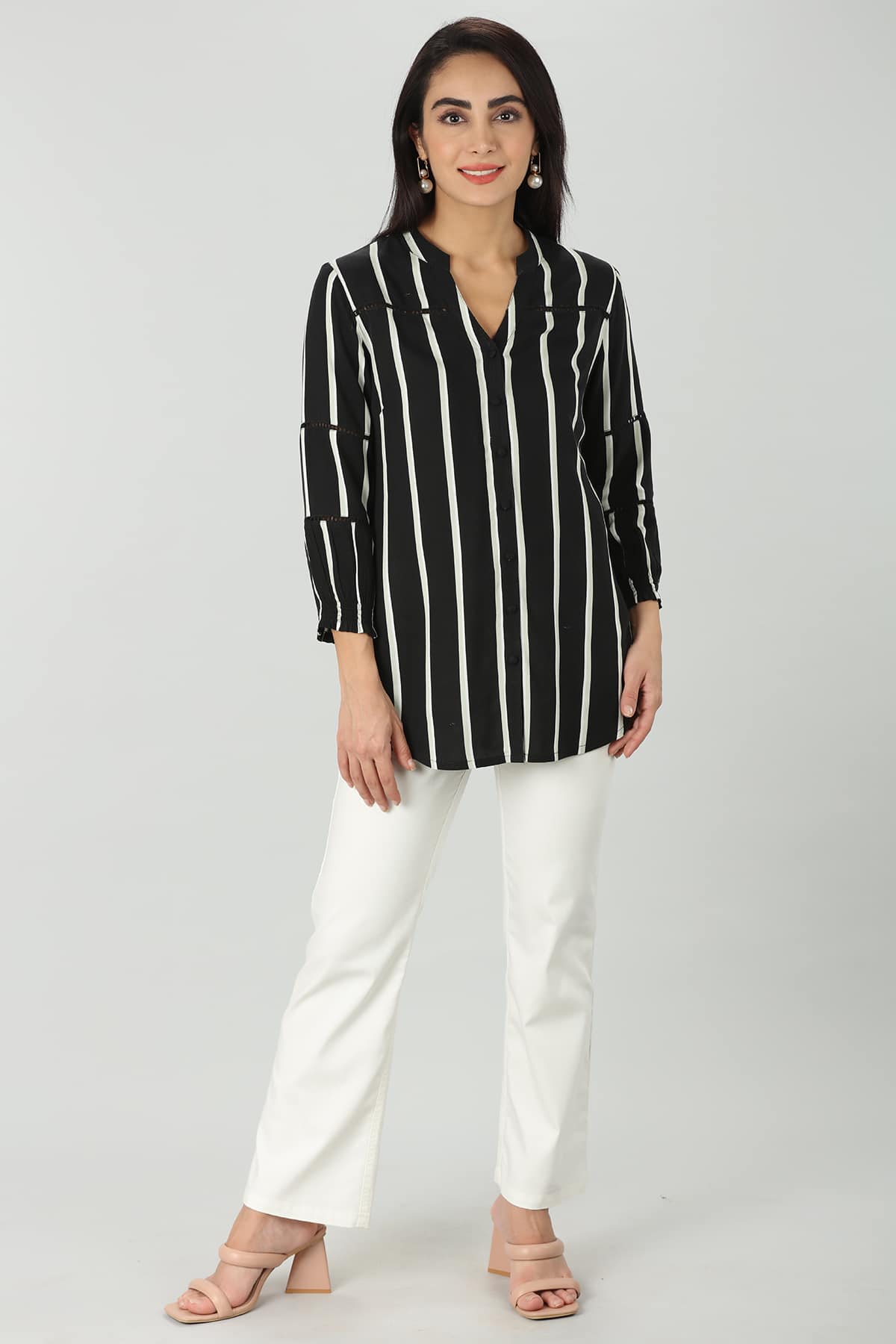 Black And White Shirt Striped For Women