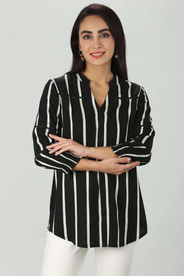 Black And White Shirt Striped For Women