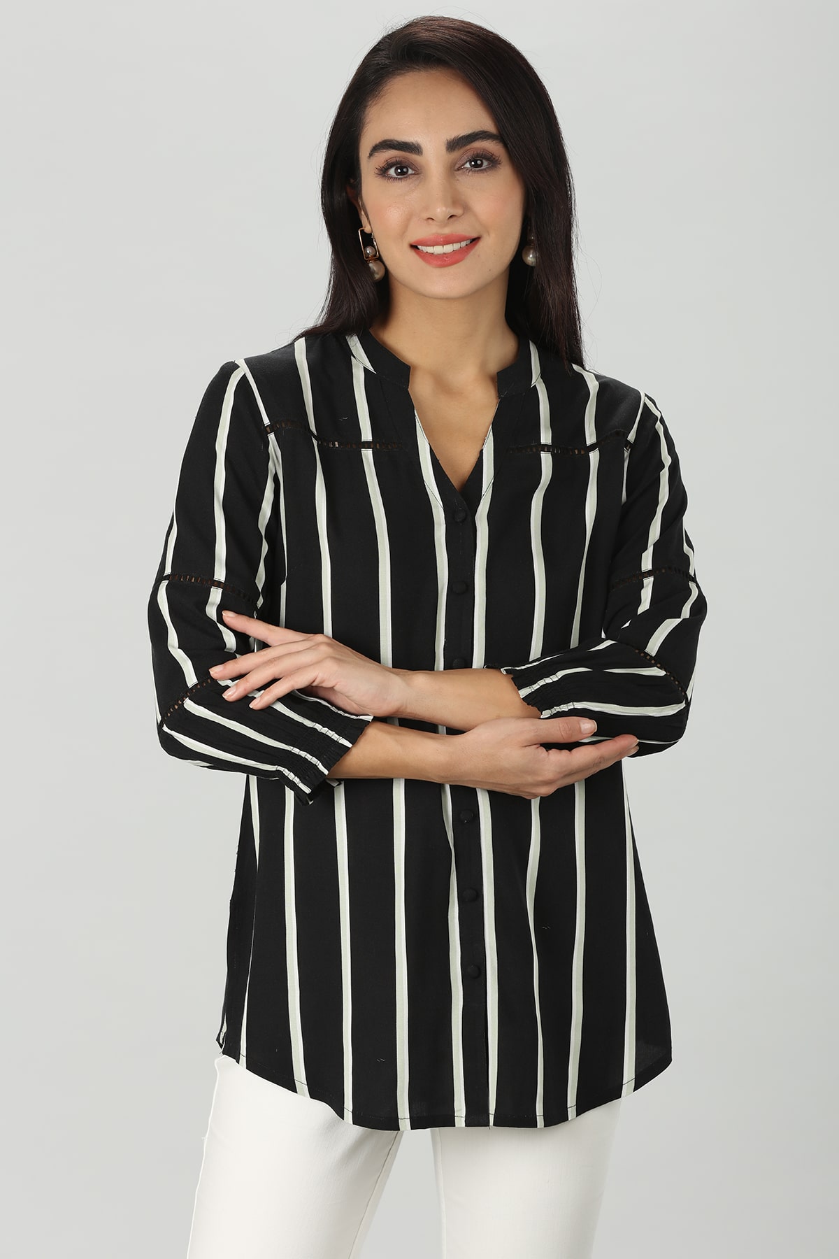 Black And White Shirt Striped For Women