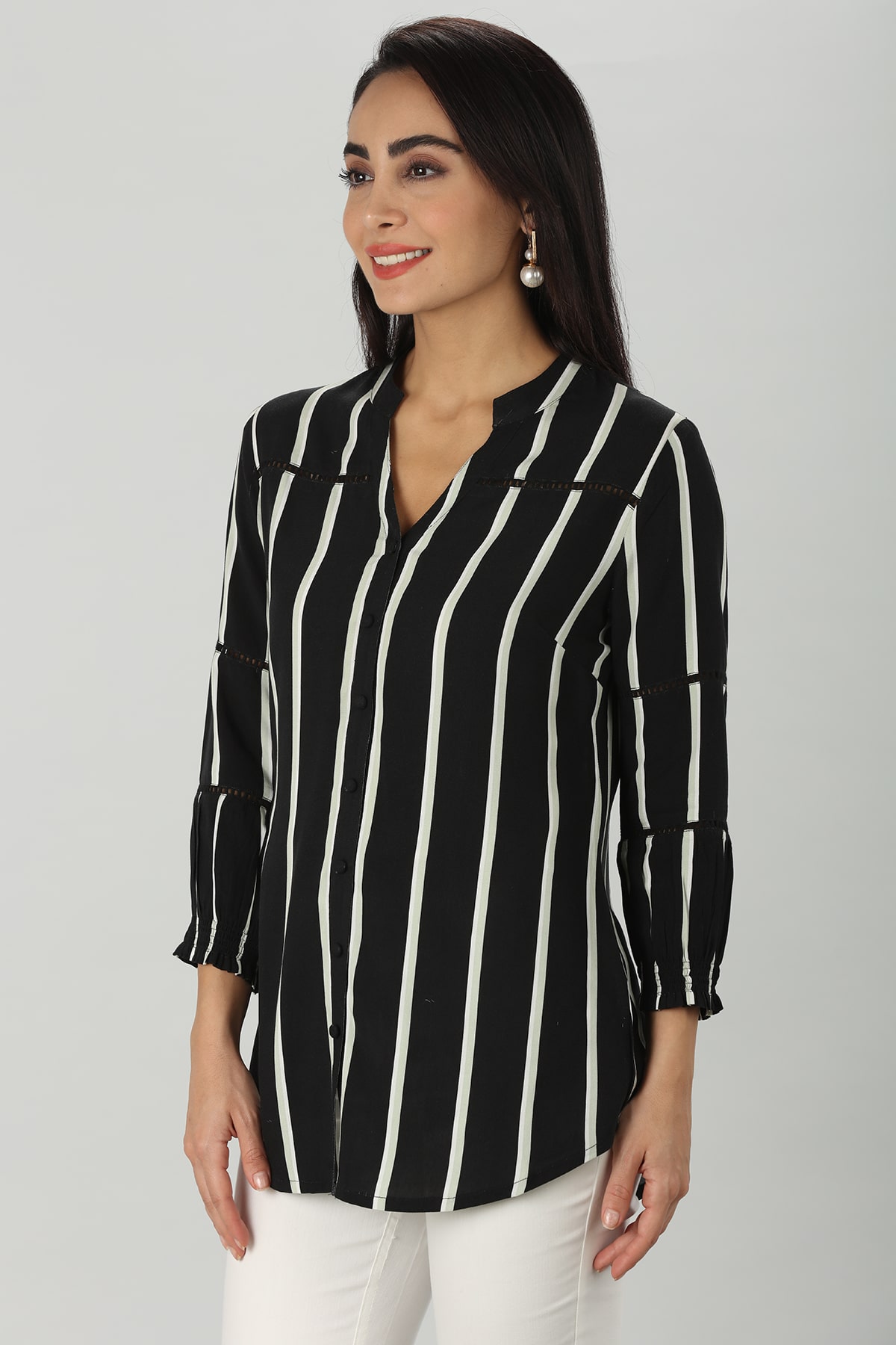 Black And White Shirt Striped For Women