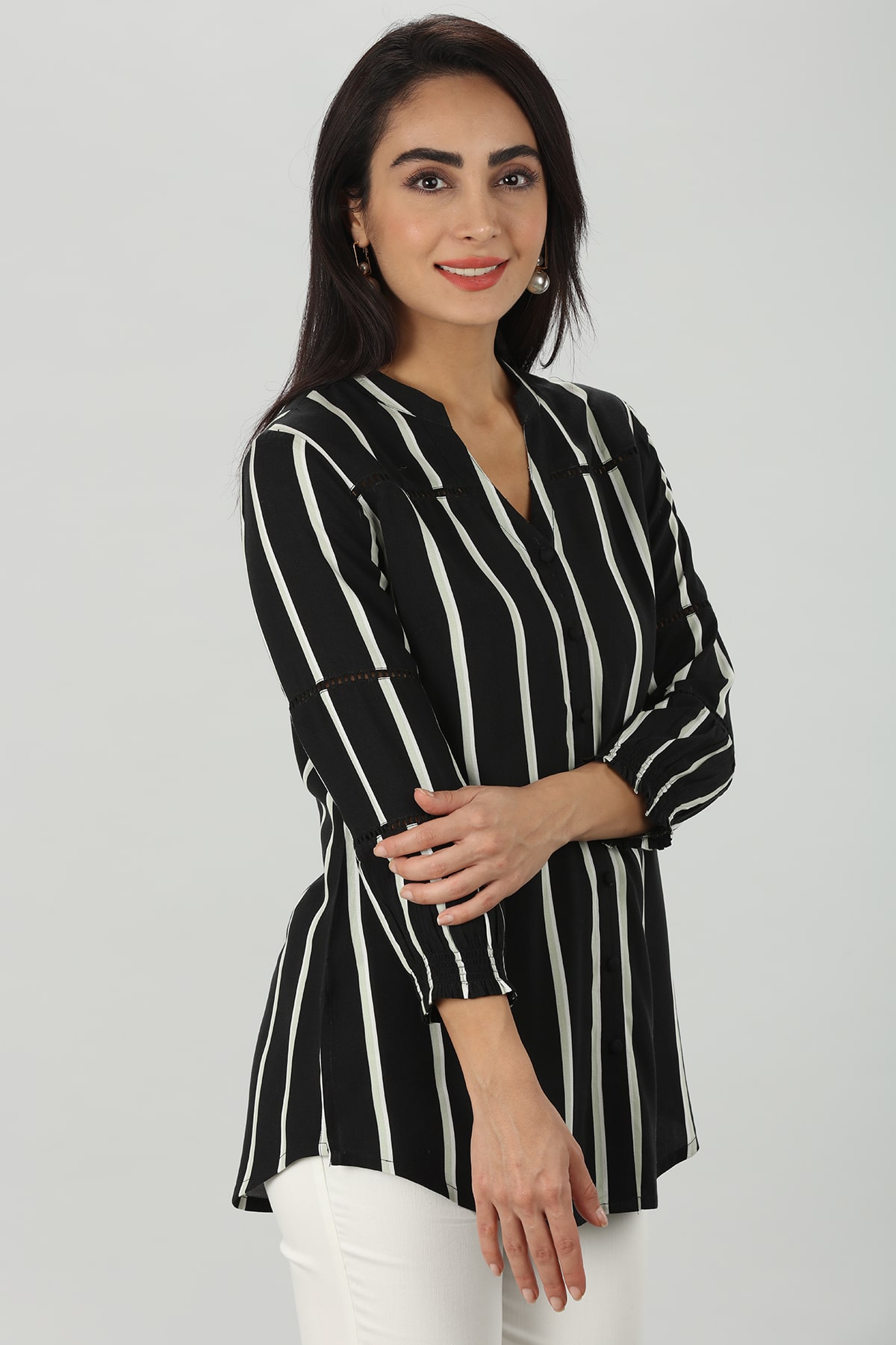 Black And White Shirt Striped For Women
