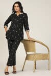 Embroidered Black Ladies Cotton Shirts