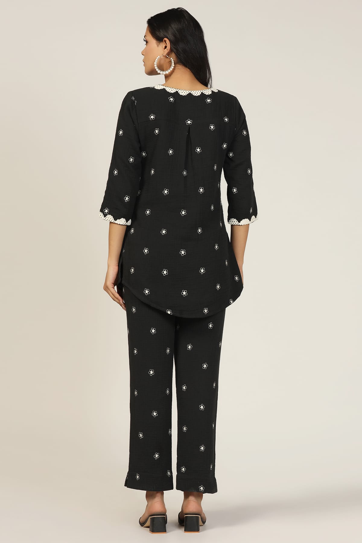 Embroidered Black Ladies Cotton Shirts