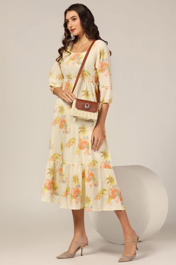 Printed Cream Dresses For Women