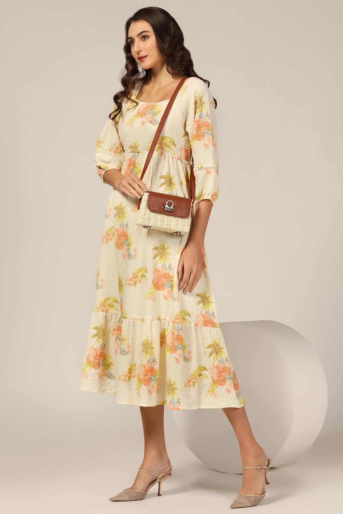 Printed Cream Dresses For Women