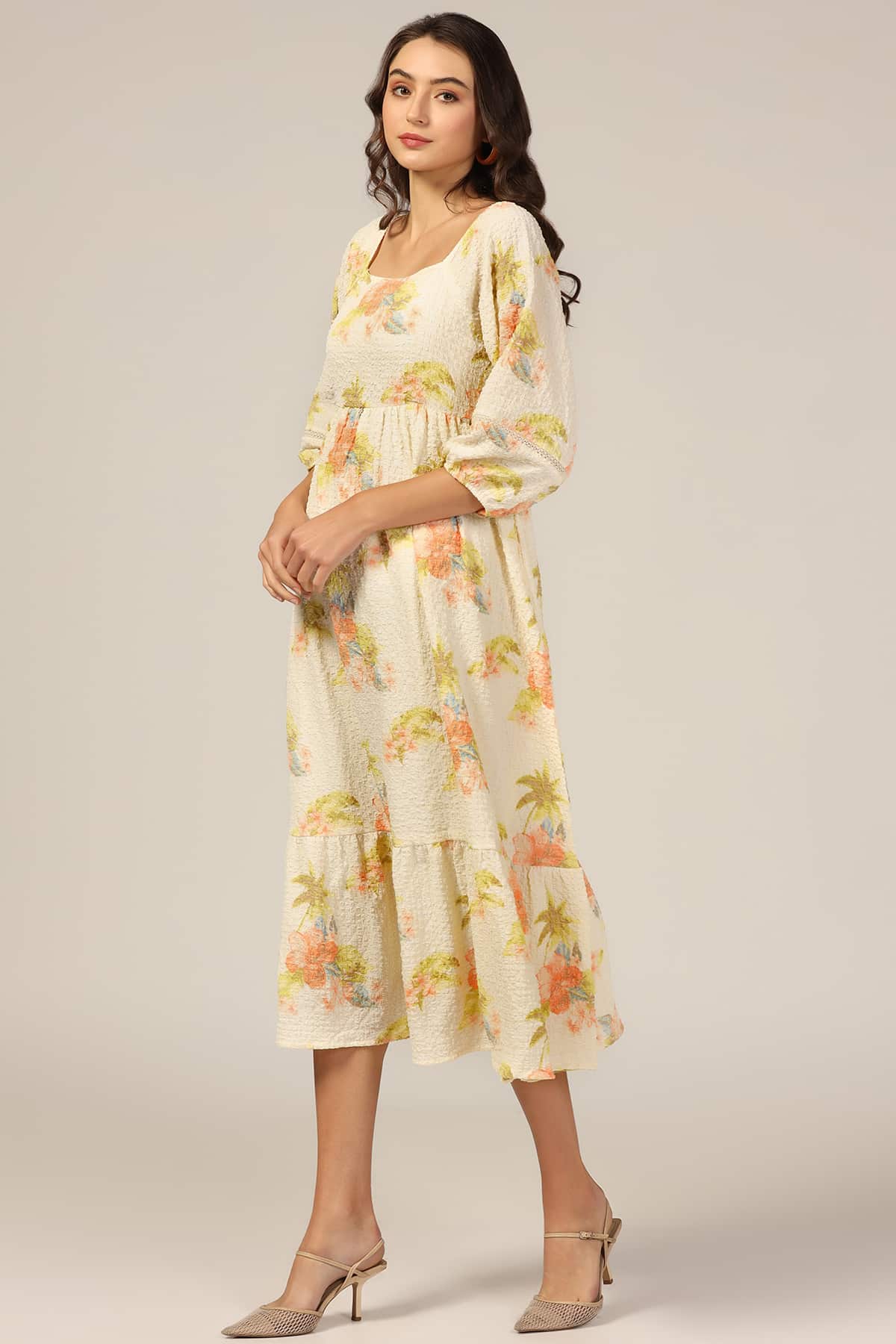 Printed Cream Dresses For Women