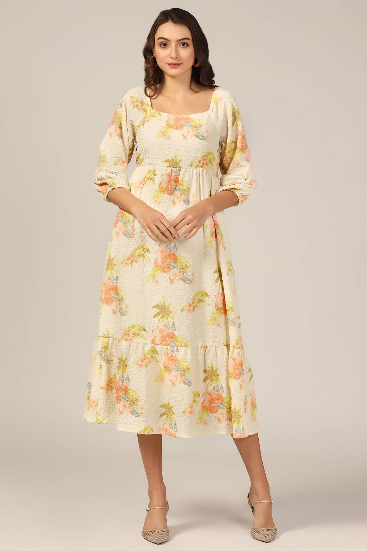 Printed Cream Dresses For Women