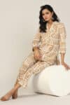 Printed Beige Co Ord Shirts For Woman