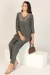 Embroidered Dark Grey Co Ord Top For Women