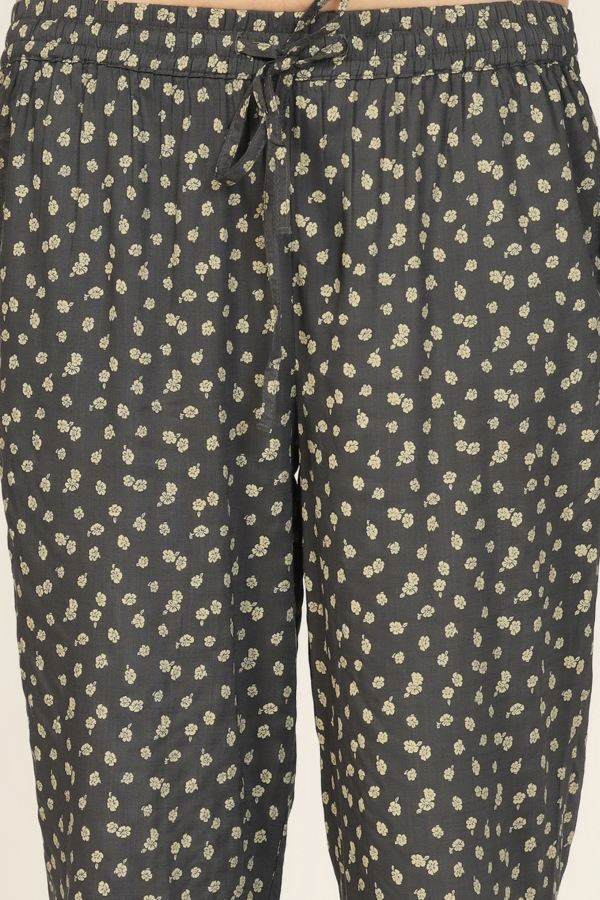 Embroidered Dark Grey Co Ord Top For Women