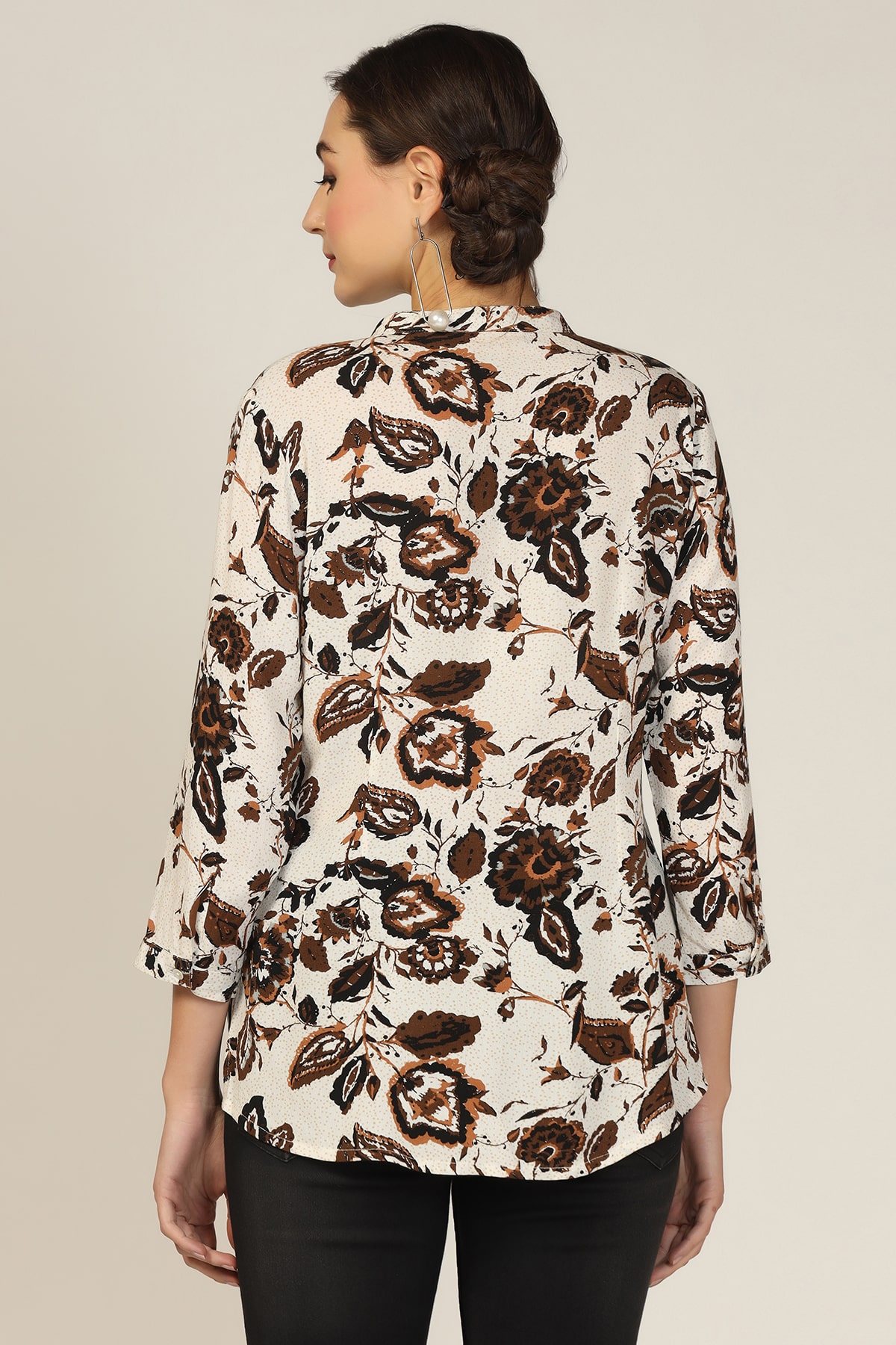 Brown Embroidered Women Top Trendy