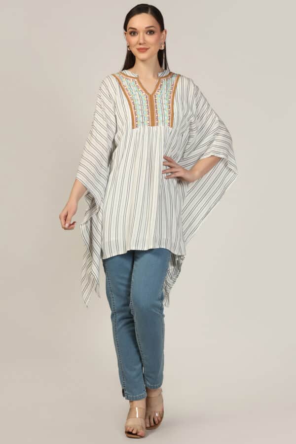 Embroidered Light Grey Top Woman