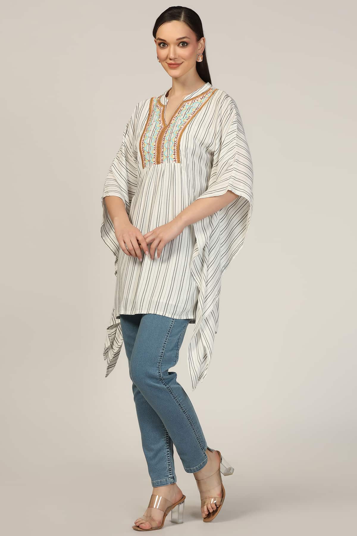 Embroidered Light Grey Top Woman