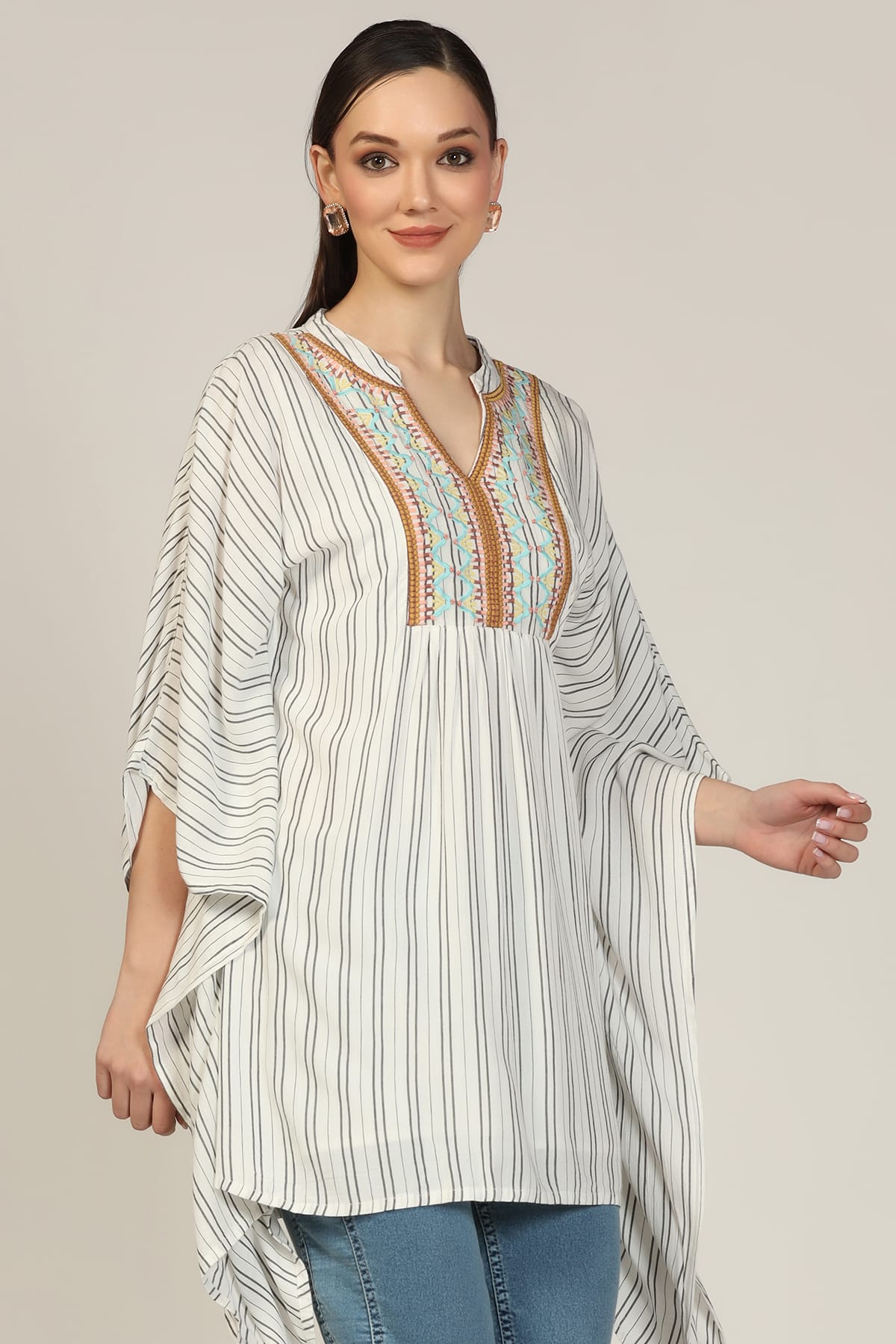Embroidered Light Grey Top Woman