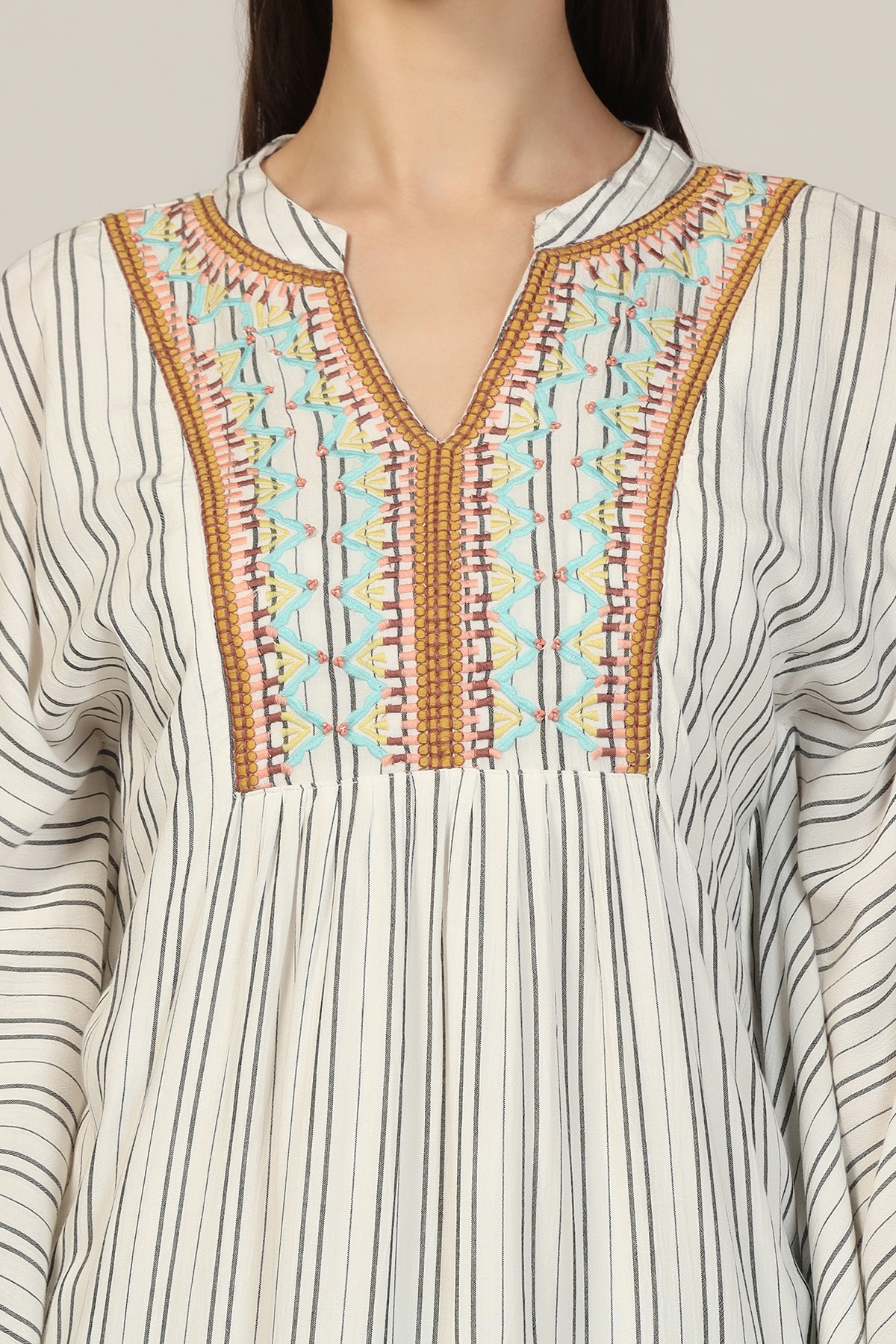 Embroidered Light Grey Top Woman