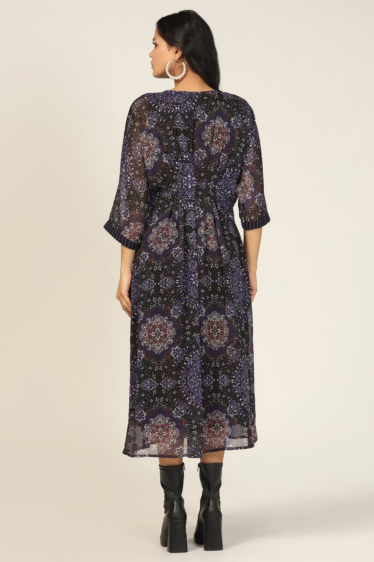 Charcoal Black Printed Kaftan