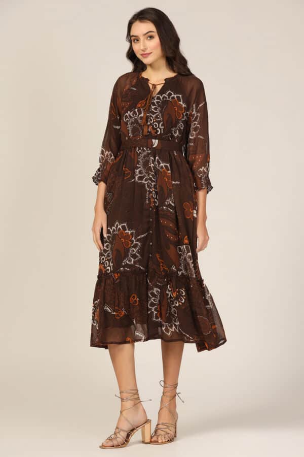 Printed Brown Dress Women