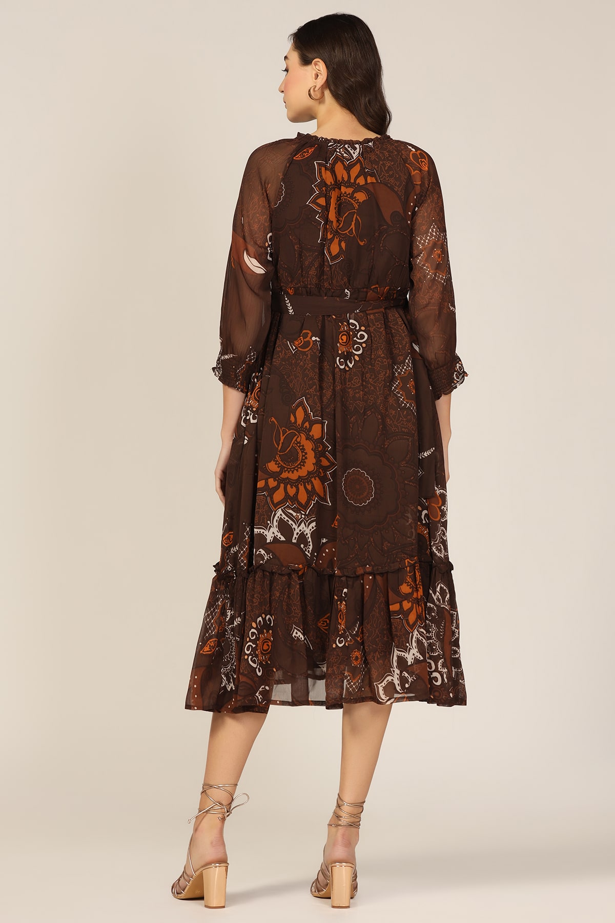 Printed Brown Dress Women