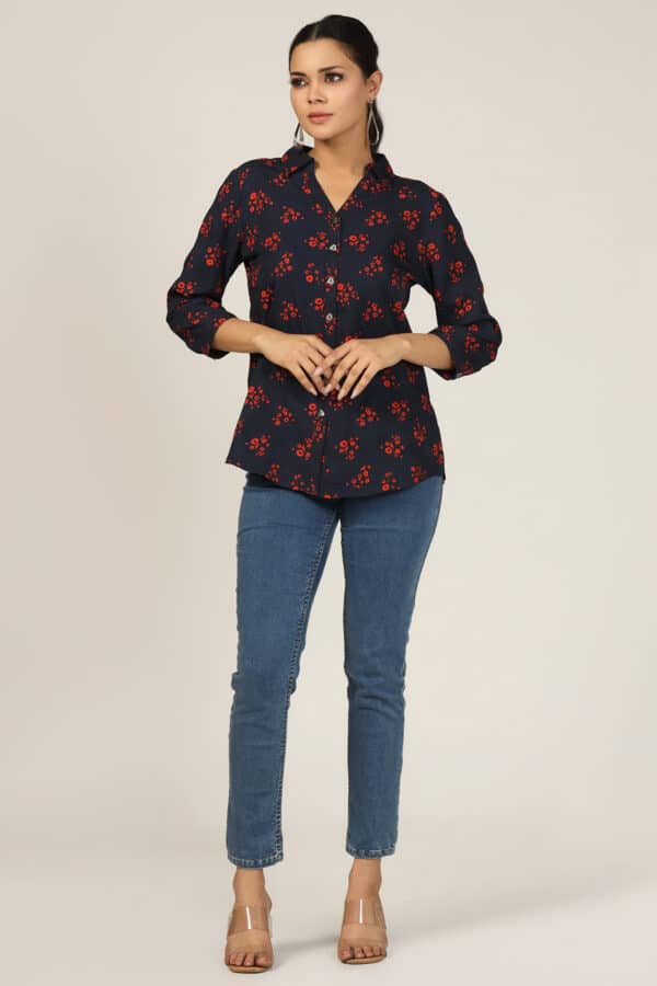 Printed Navy Shirt For Woman