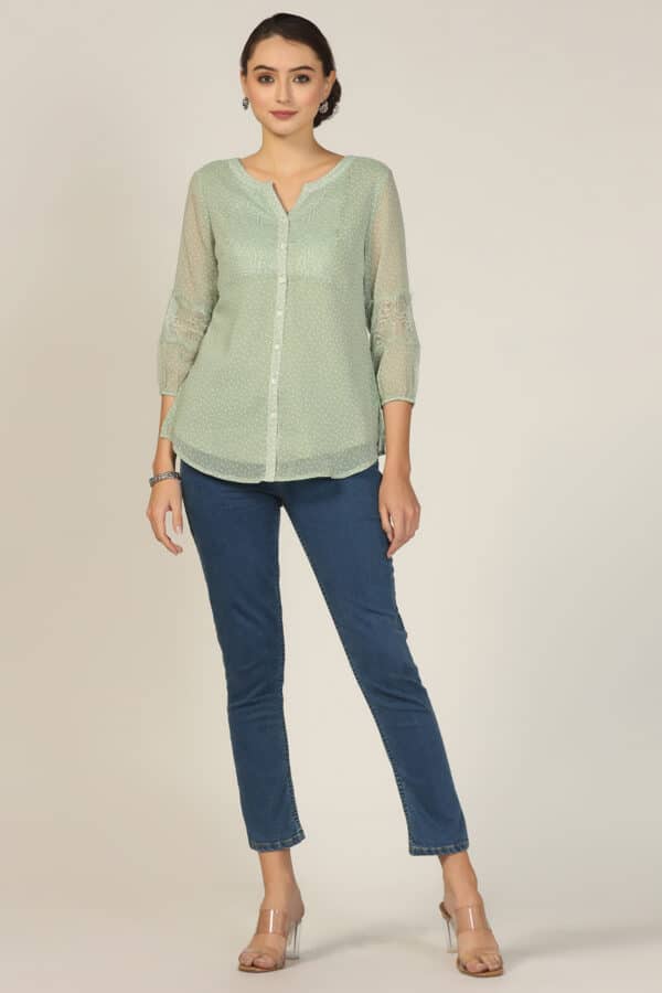 Printed Green Shirt Women