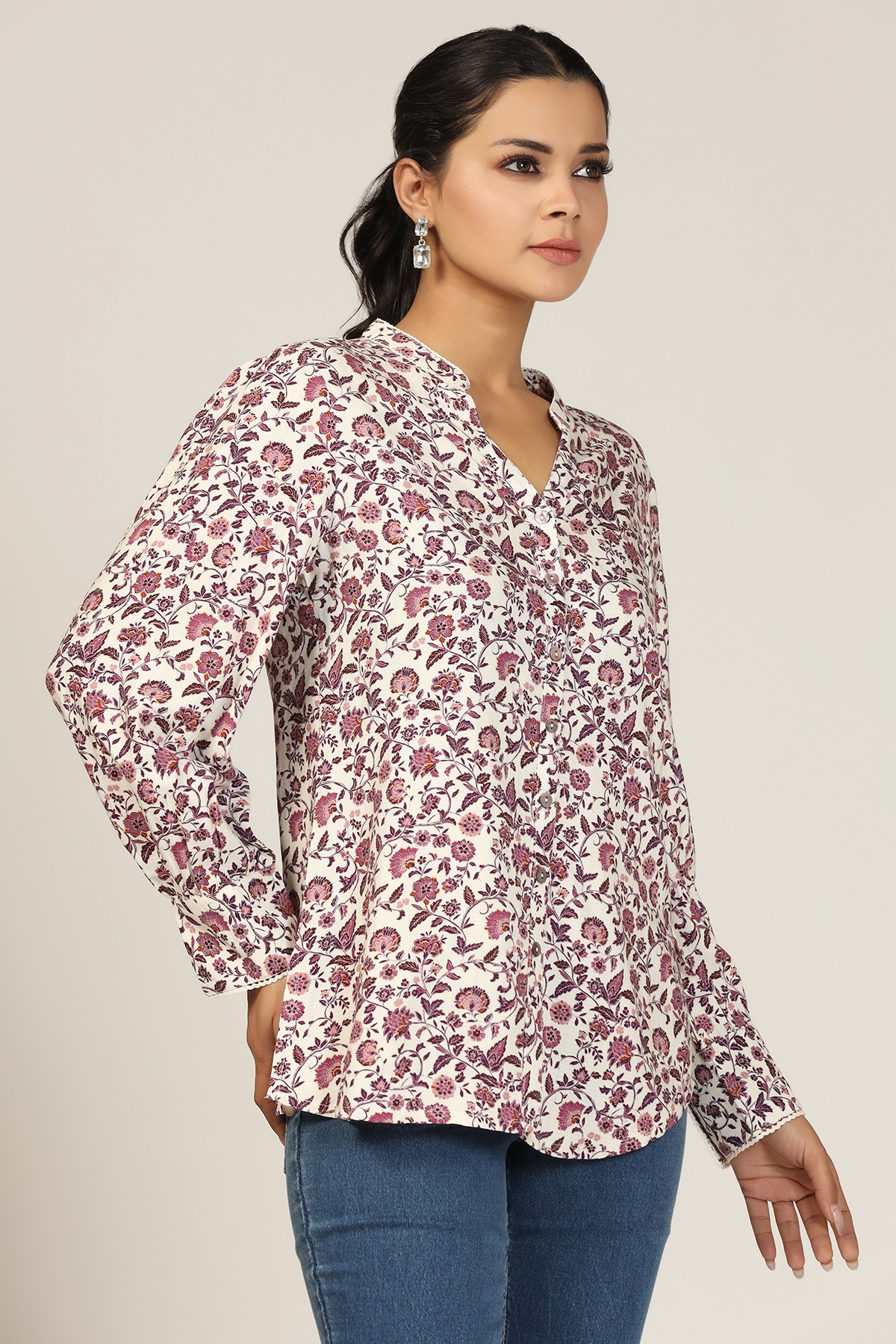 Printed Mauve Shirt For Women
