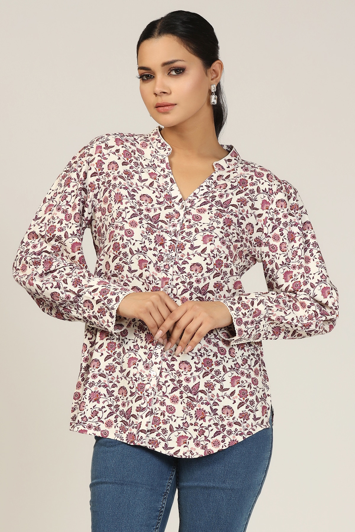Printed Mauve Shirt For Women