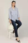 Striped Light Blue Shirt For Ladies