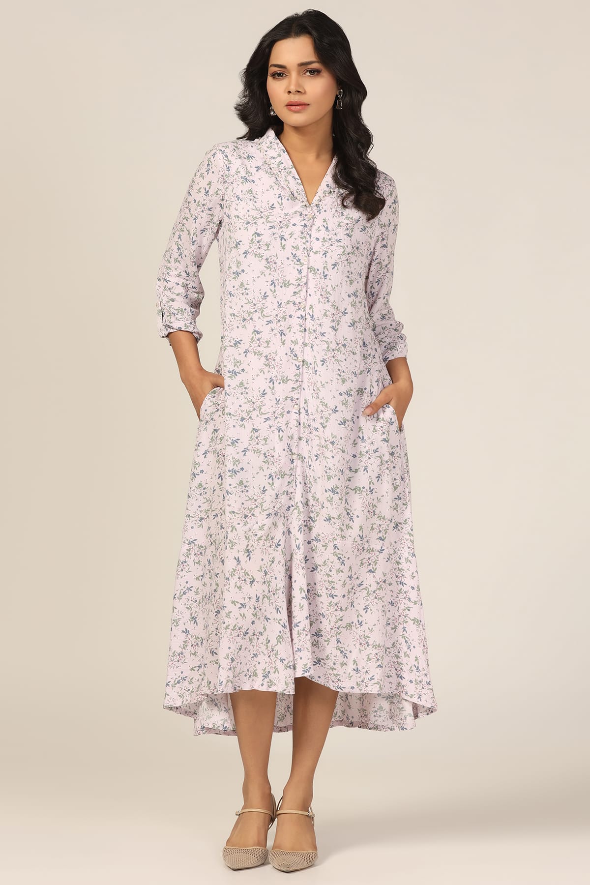 Printed Light Pink Dress Women