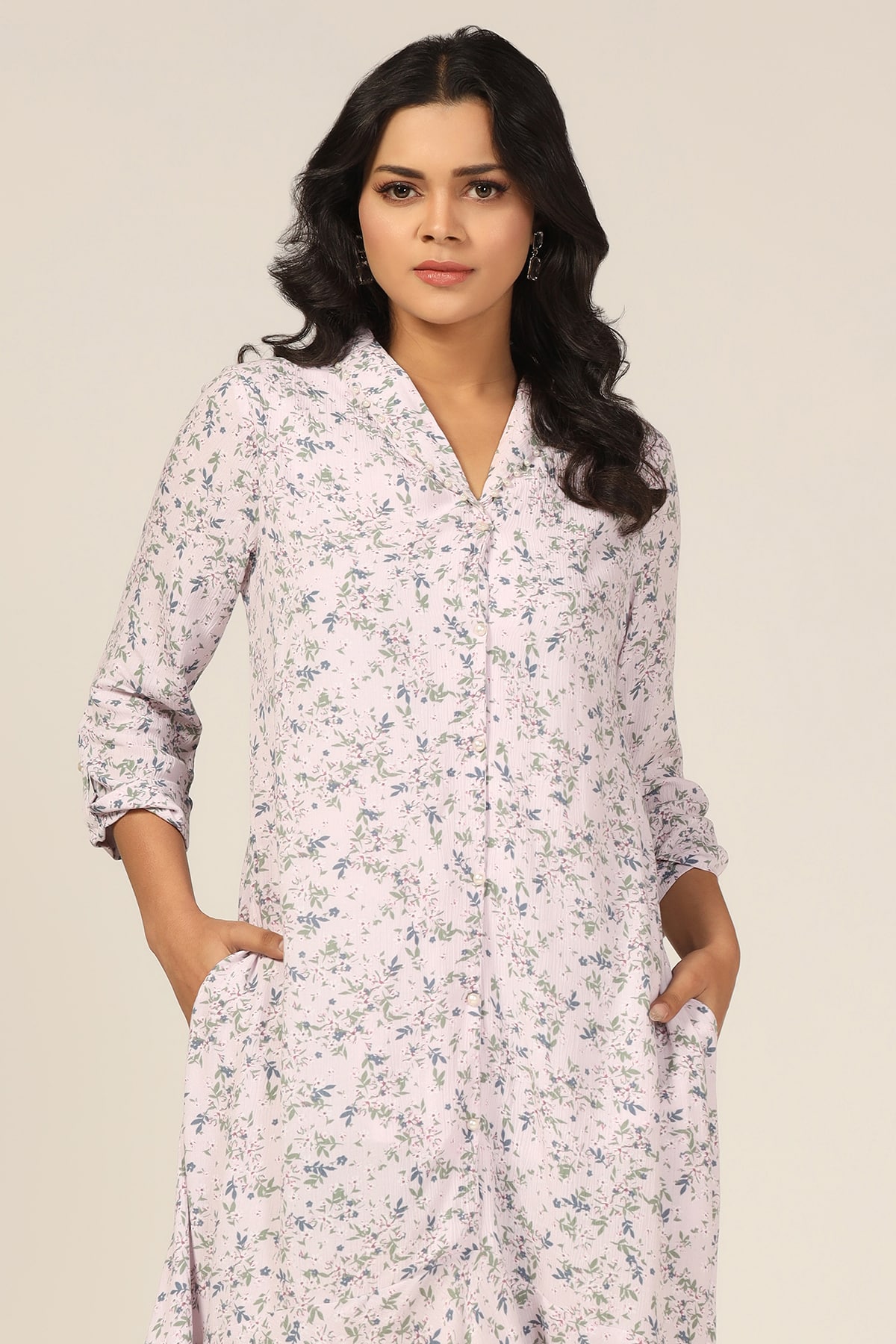 Printed Light Pink Dress Women