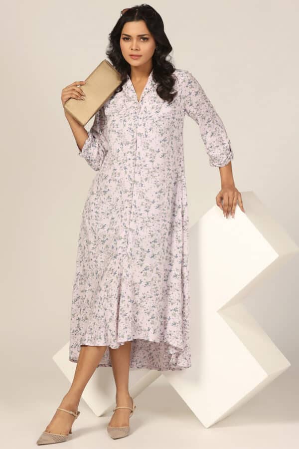 Printed Light Pink Dress Women