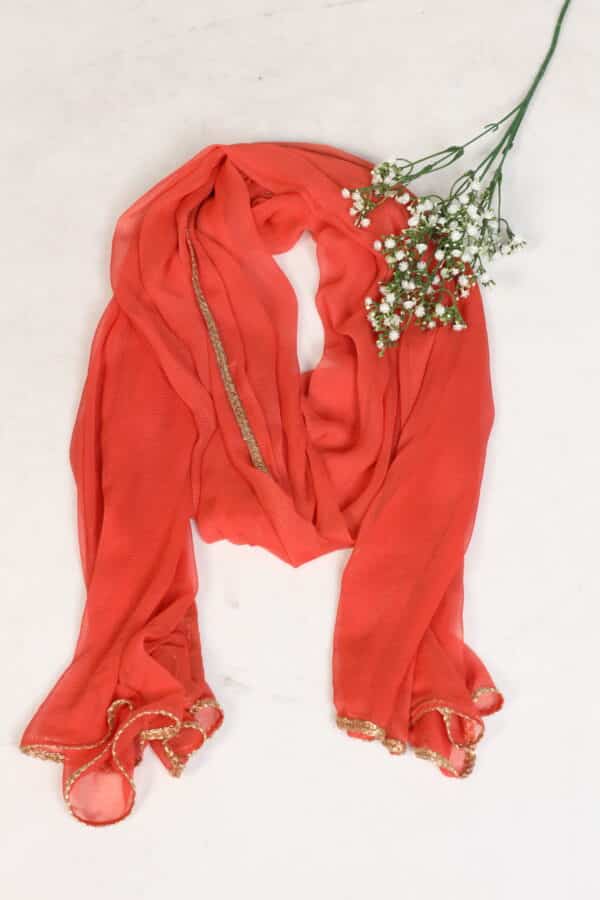 Solid Orange Colour Dupatta For Ladies