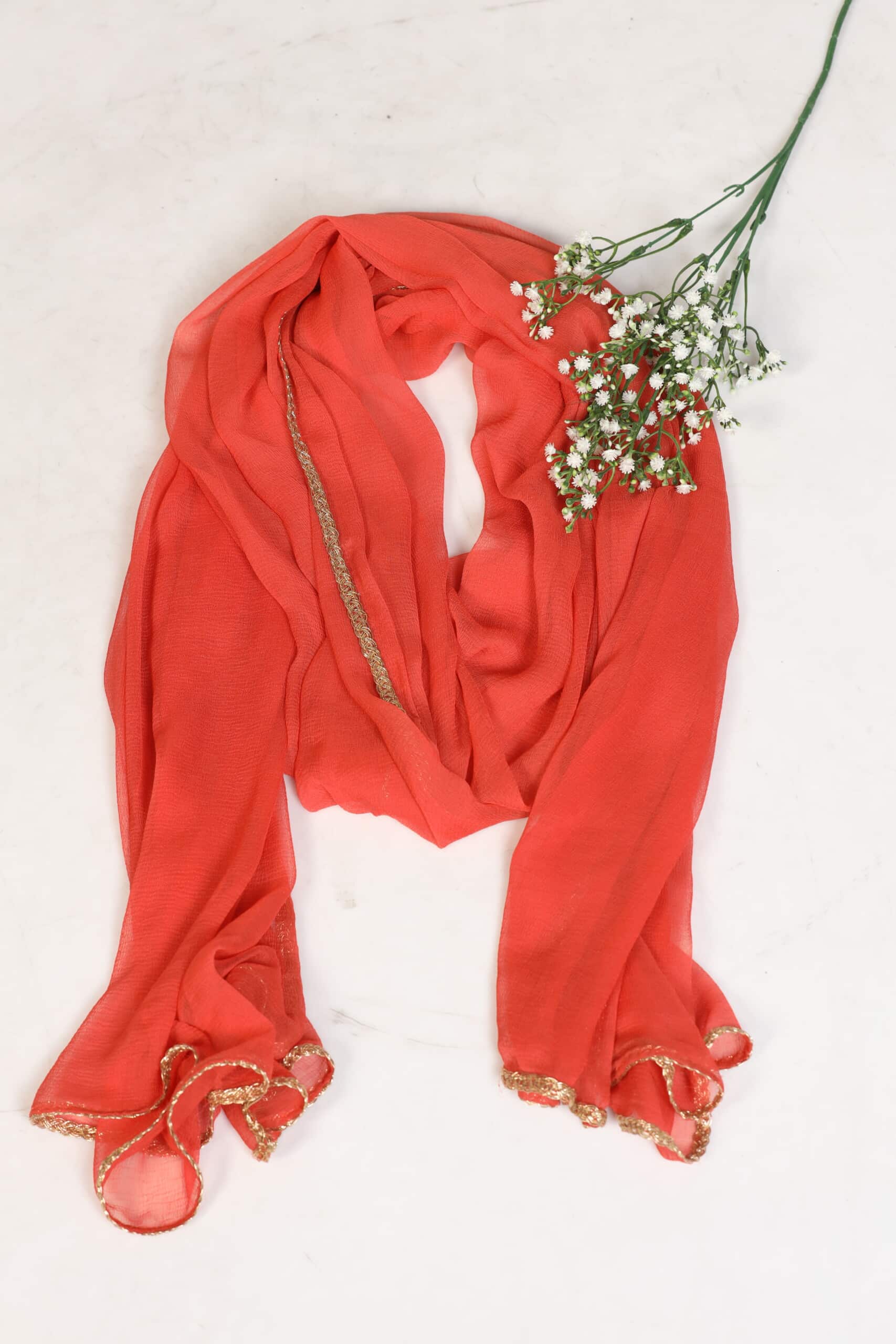 Solid Orange Colour Dupatta For Ladies
