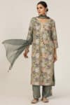 Embellished Sage Green Festive Kurta For Woman