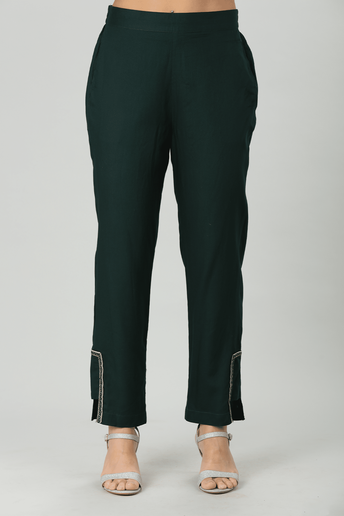 Solid Green Palazzo For Women