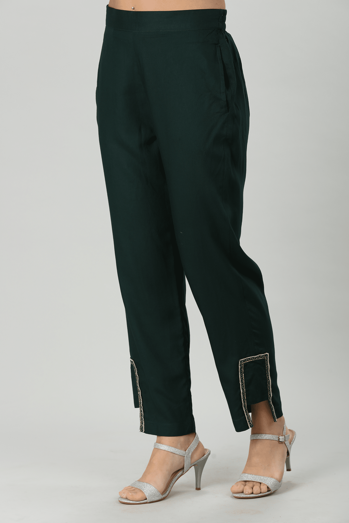 Solid Green Palazzo For Women