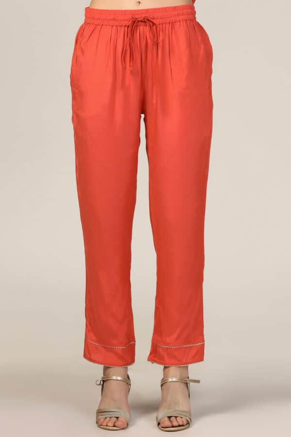 Solid Orange Palazzo Pants For Women