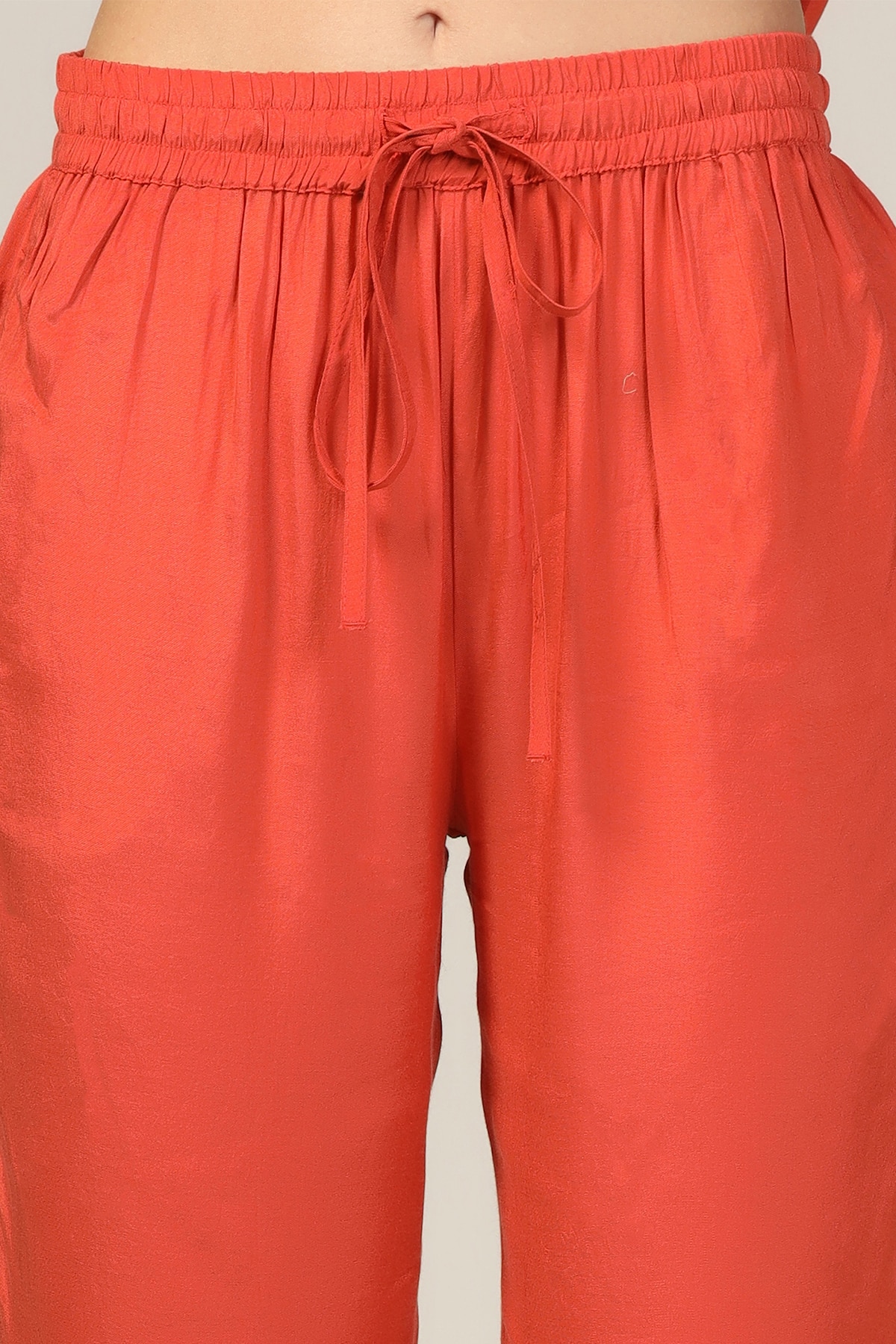 Solid Orange Palazzo Pants For Women