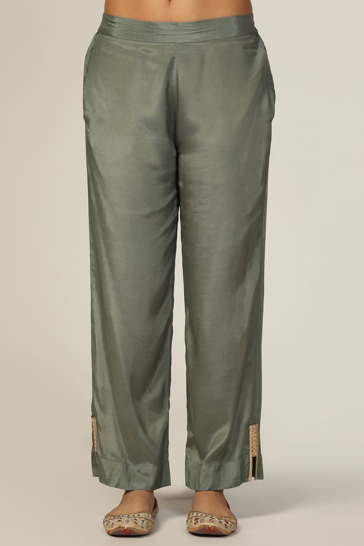 Embellished Green Palazzo For Woman