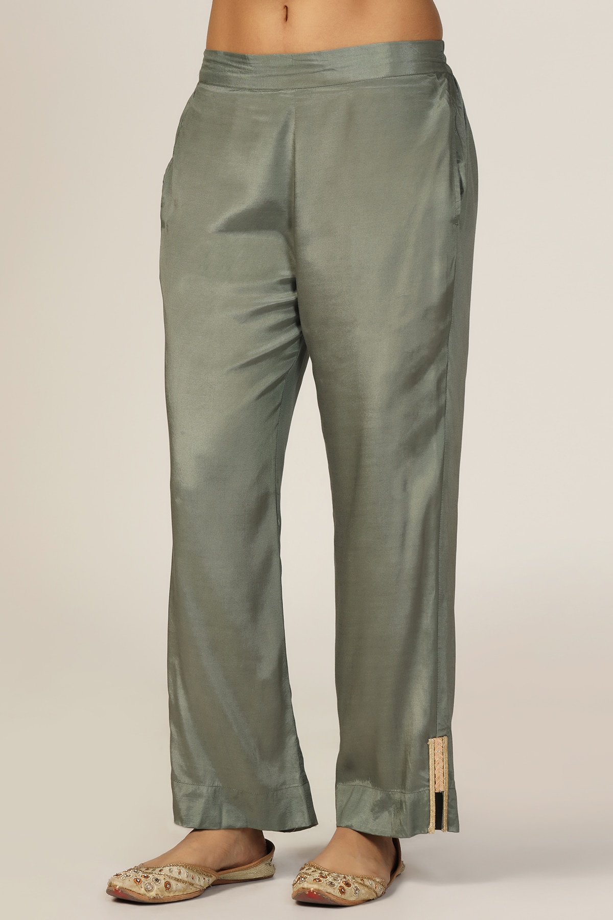 Embellished Green Palazzo For Woman