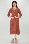 Embroidered Dark Red Kurta For Woman