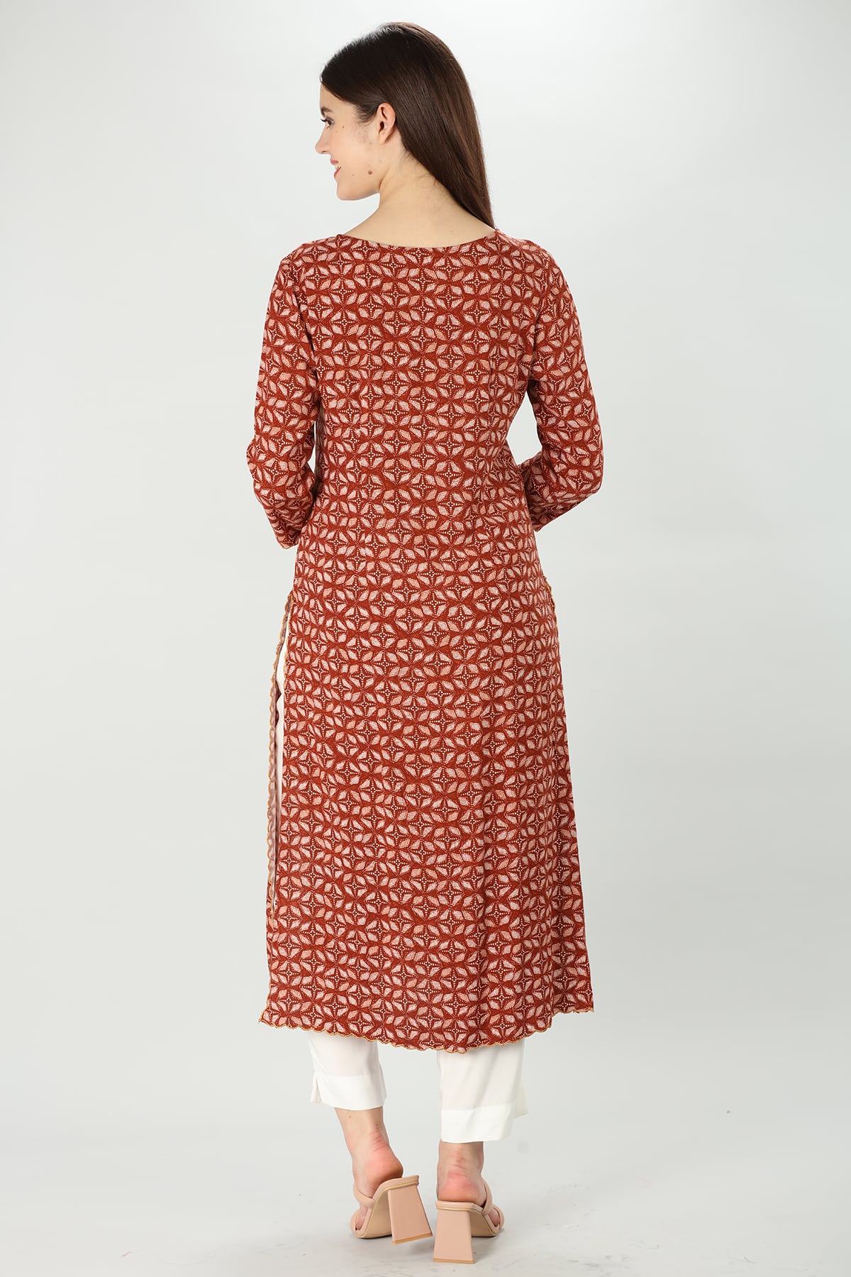 Embroidered Dark Red Kurta For Woman