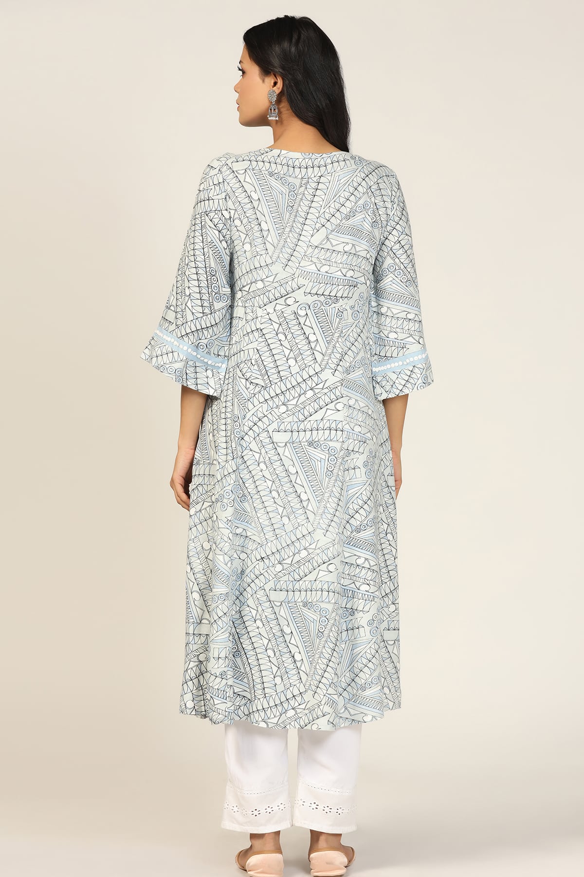 Printed Light Grey Kurta For Women