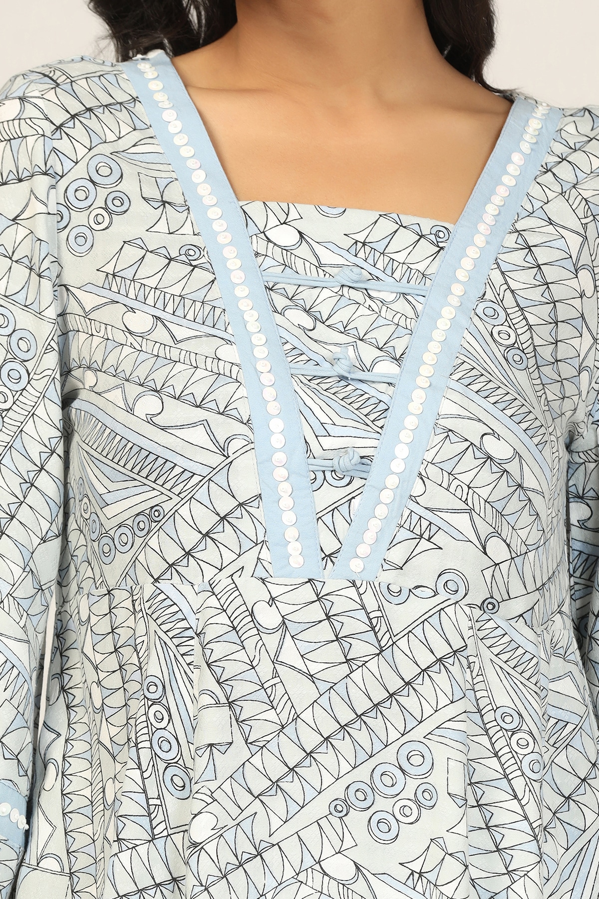 Printed Light Grey Kurta For Women