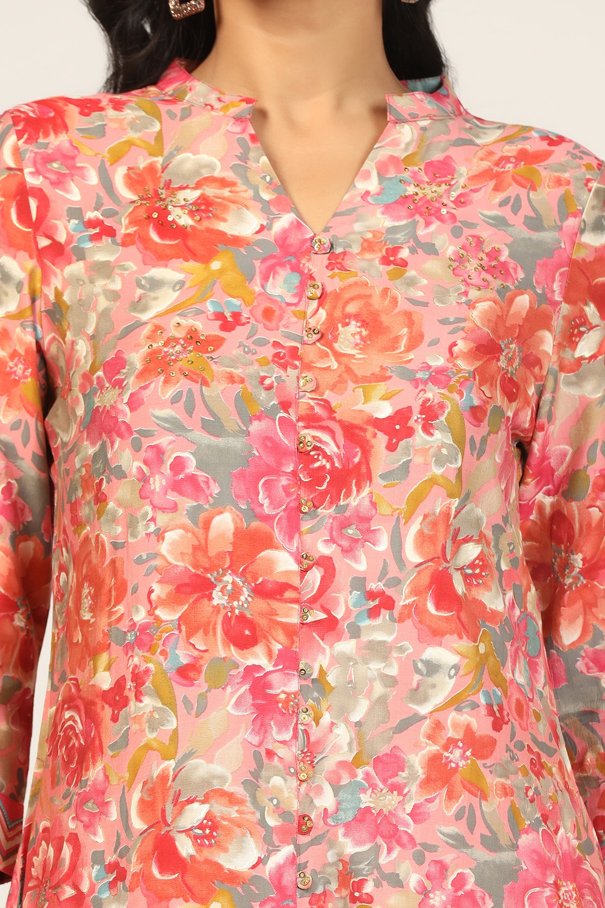 Printed Pink Kurti For Women