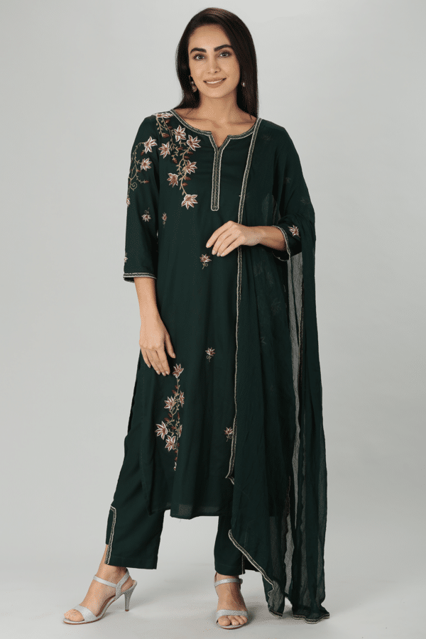 Embellished Green Kurta For Women