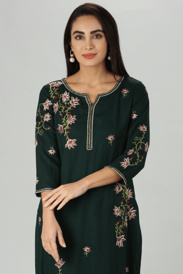 Embellished Green Kurta For Women