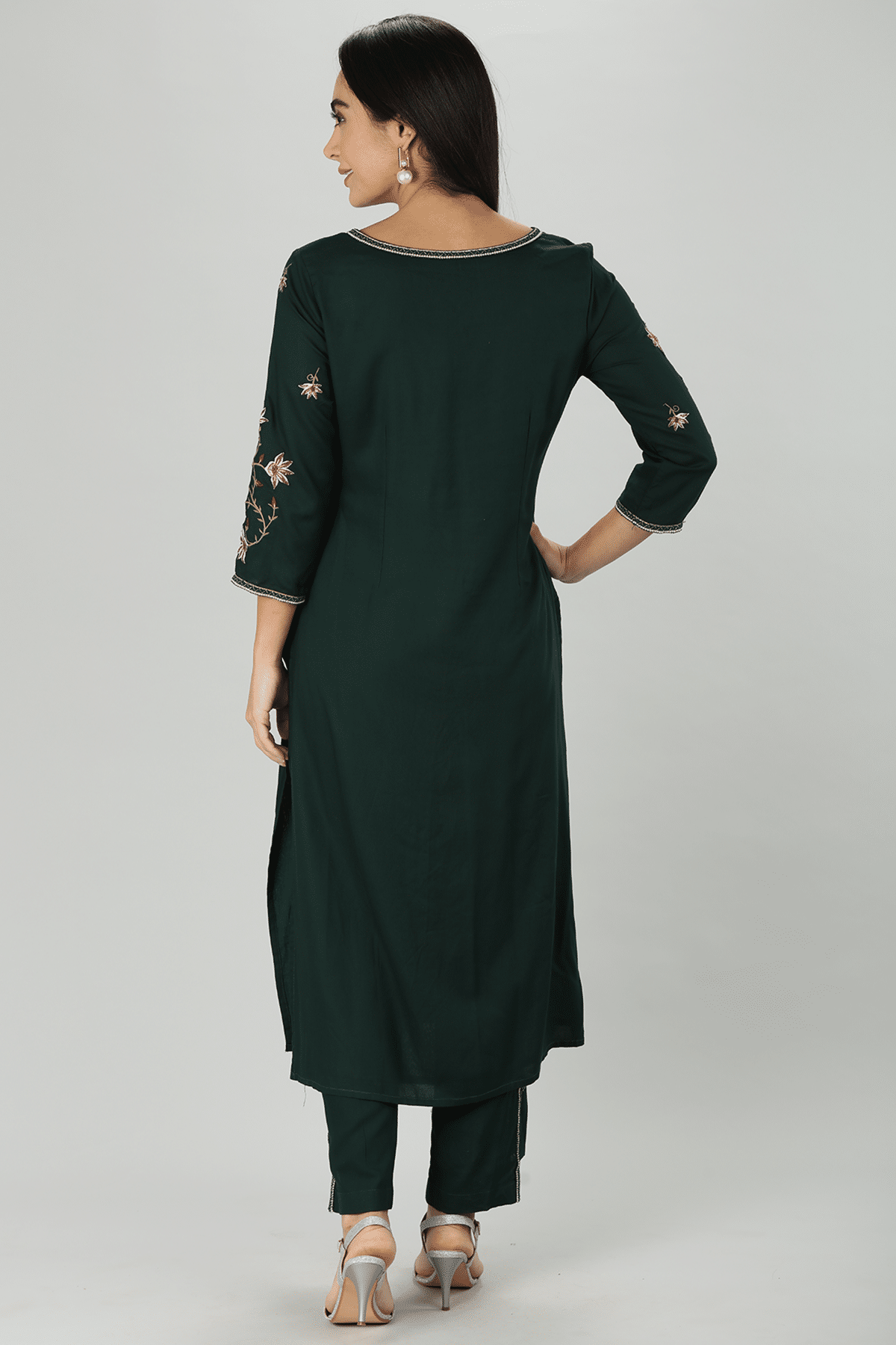 Embellished Green Kurta For Women