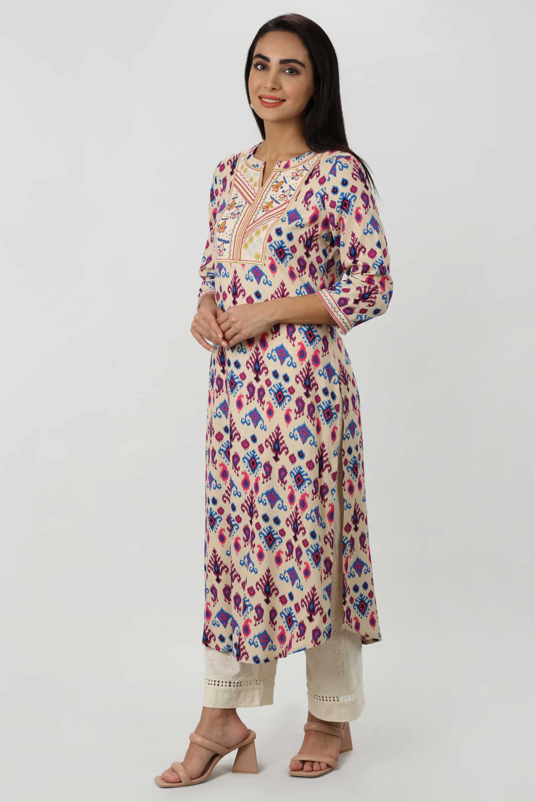 Embroidered Purple Kurta For Women