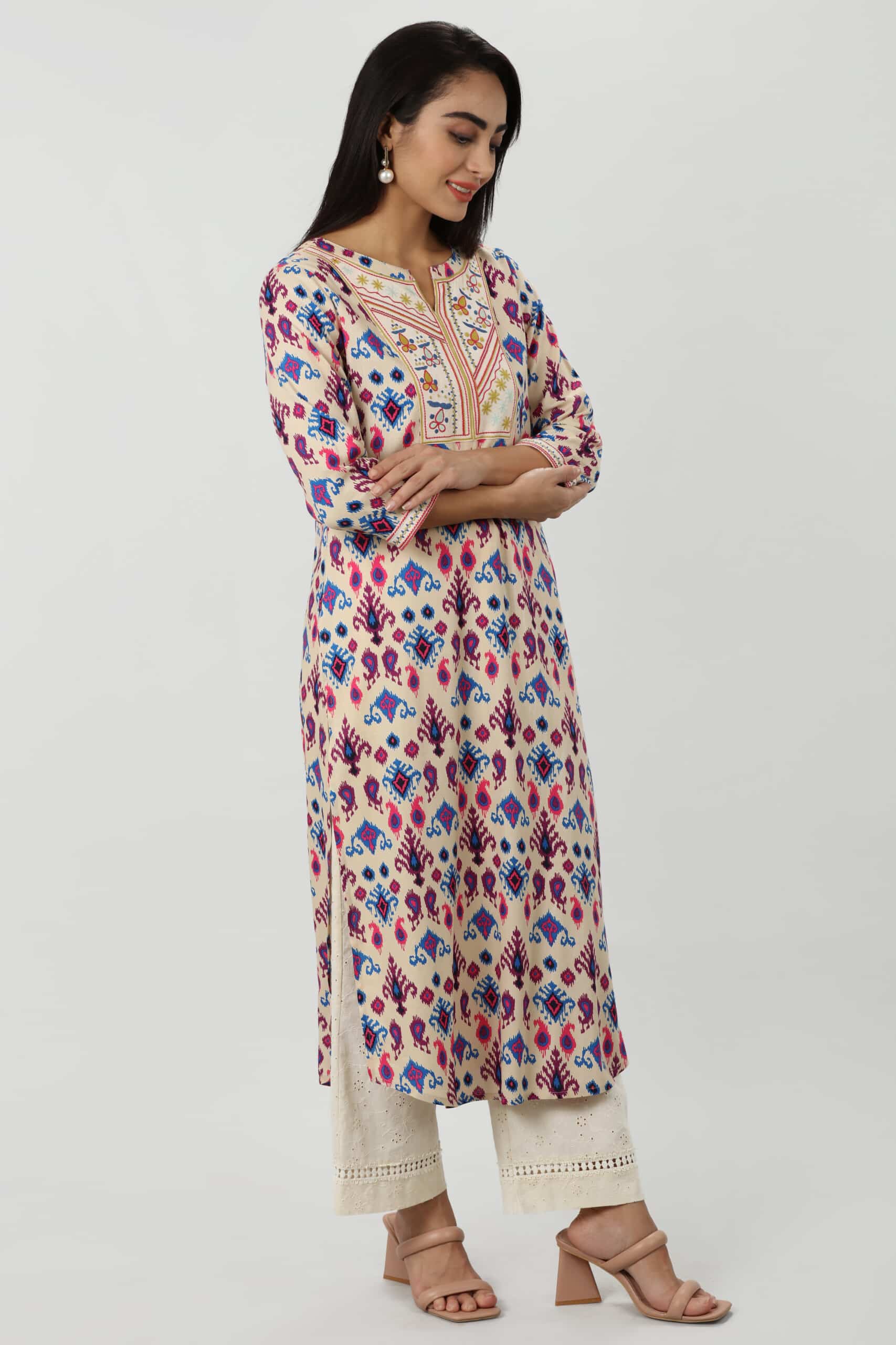 Embroidered Purple Kurta For Women