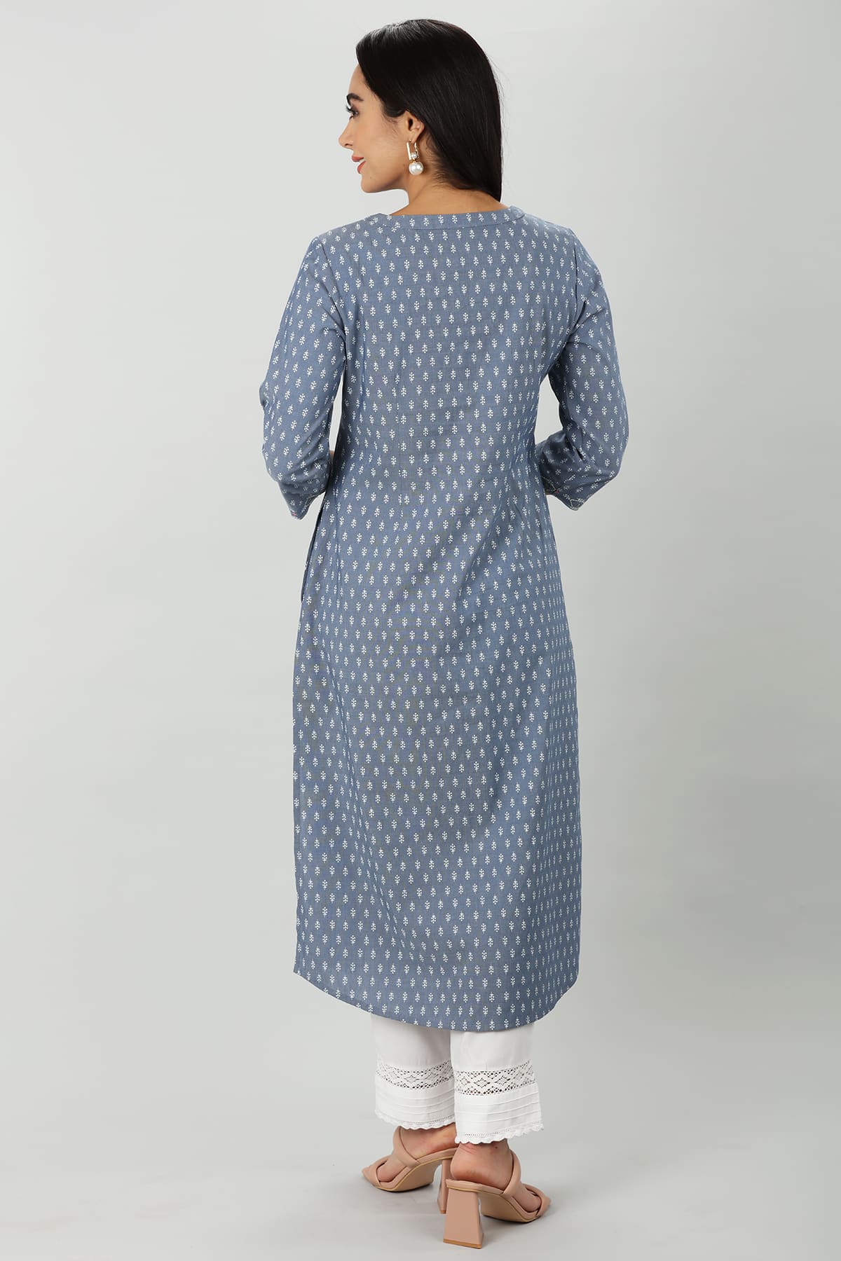 Embroidered Blue Kurta For Ladies